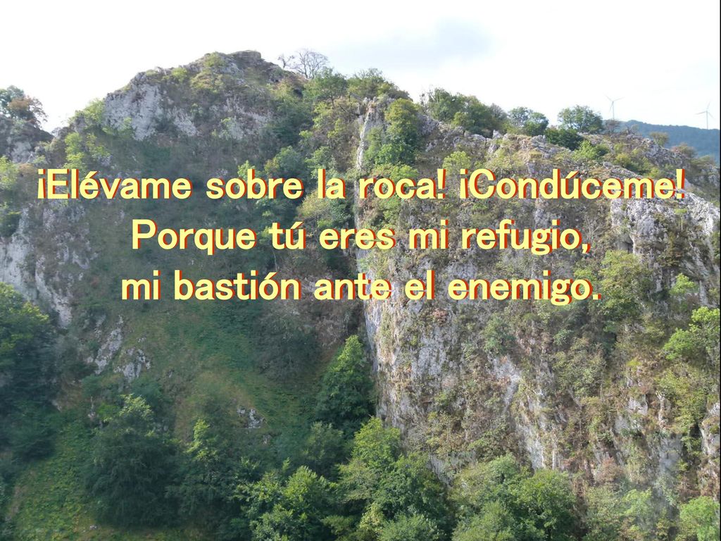 ¡Elévame sobre la roca! ¡Condúceme! Porque tú eres mi refugio,