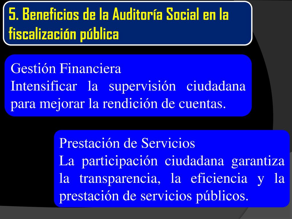 5. Beneficios de la Auditoría Social en la fiscalización pública