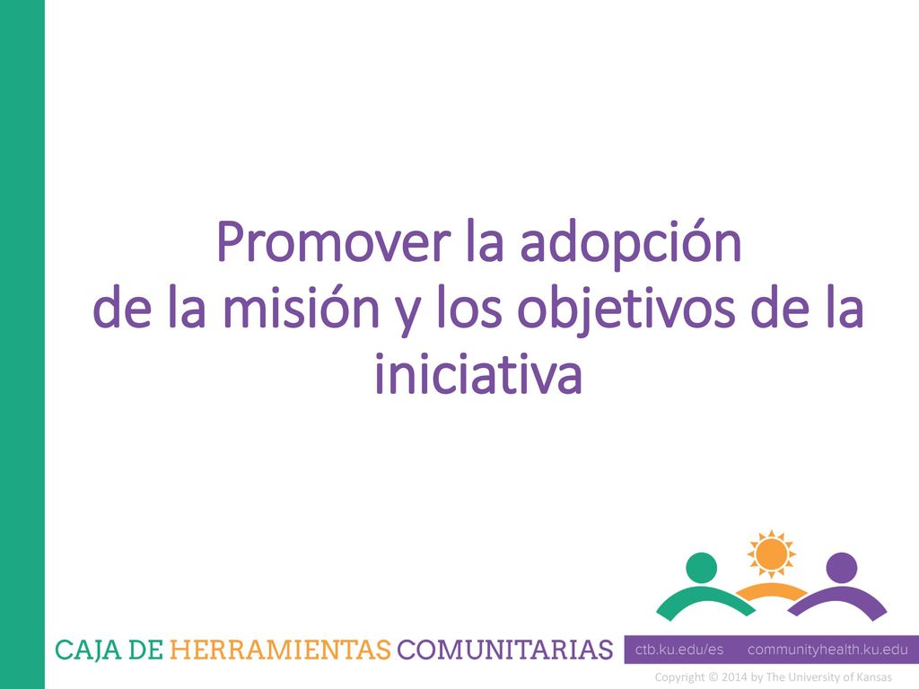 Promover la adopción de la misión y los objetivos de la iniciativa