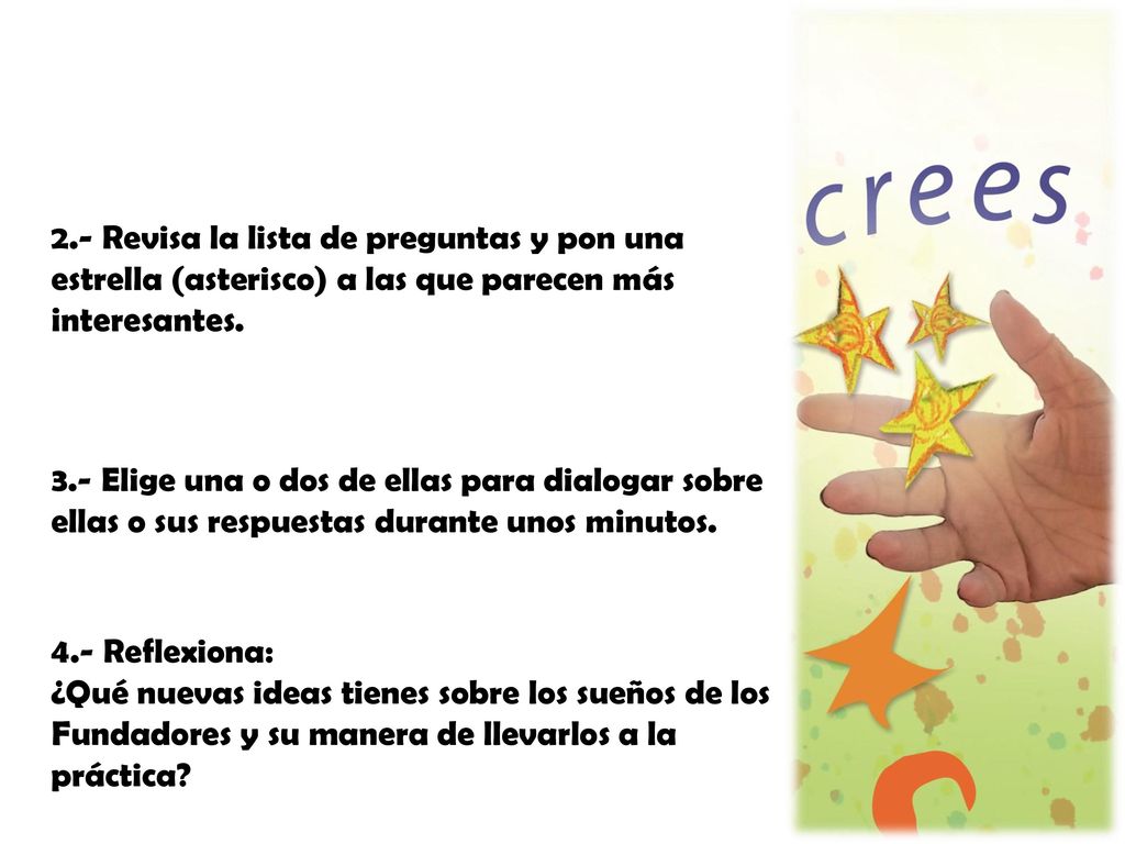 2.- Revisa la lista de preguntas y pon una