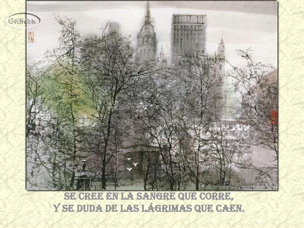 Se cree en la sangre que corre, y se duda de las lágrimas que caen.