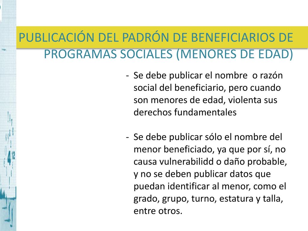 PUBLICACIÓN DEL PADRÓN DE BENEFICIARIOS DE PROGRAMAS SOCIALES (MENORES DE EDAD)