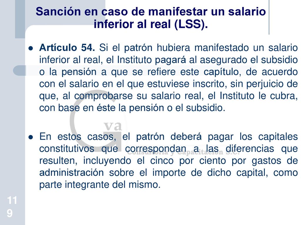 Sanción en caso de manifestar un salario inferior al real (LSS).