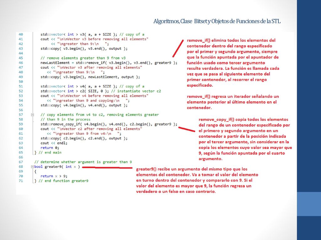 Algoritmos, Clase Bitset y Objetos de Funciones de la STL
