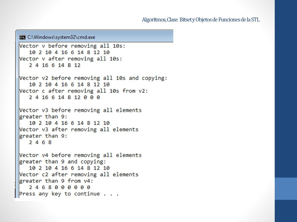 Algoritmos, Clase Bitset y Objetos de Funciones de la STL