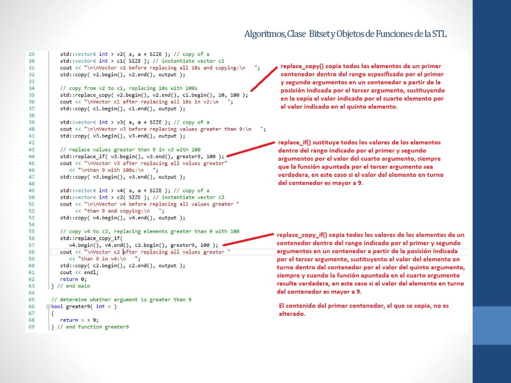 Algoritmos, Clase Bitset y Objetos de Funciones de la STL