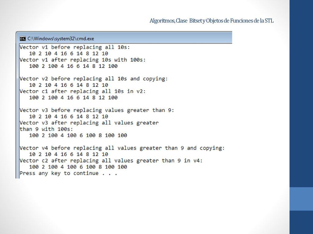 Algoritmos, Clase Bitset y Objetos de Funciones de la STL