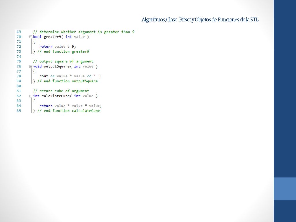 Algoritmos, Clase Bitset y Objetos de Funciones de la STL