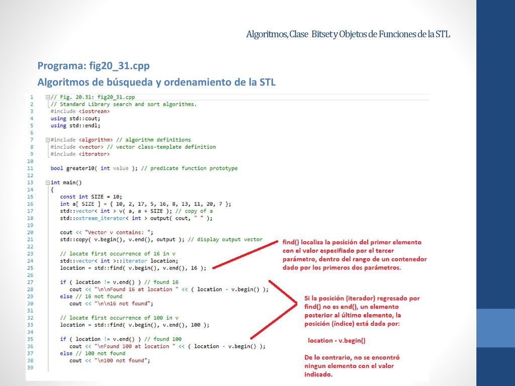Algoritmos, Clase Bitset y Objetos de Funciones de la STL