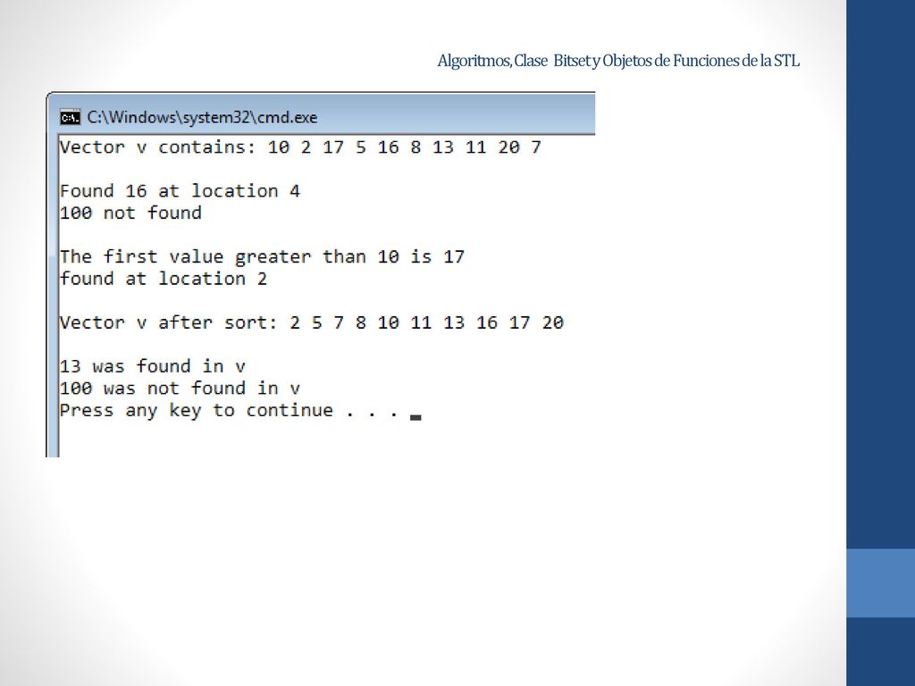 Algoritmos, Clase Bitset y Objetos de Funciones de la STL