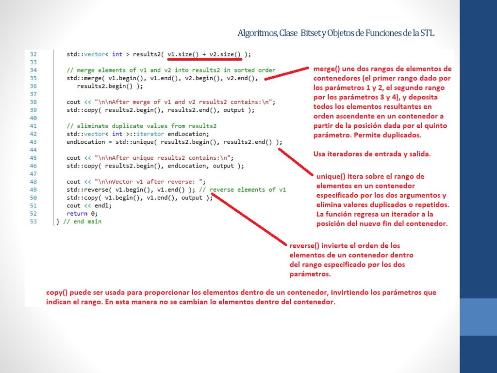 Algoritmos, Clase Bitset y Objetos de Funciones de la STL