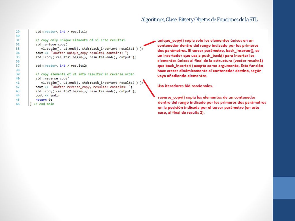 Algoritmos, Clase Bitset y Objetos de Funciones de la STL