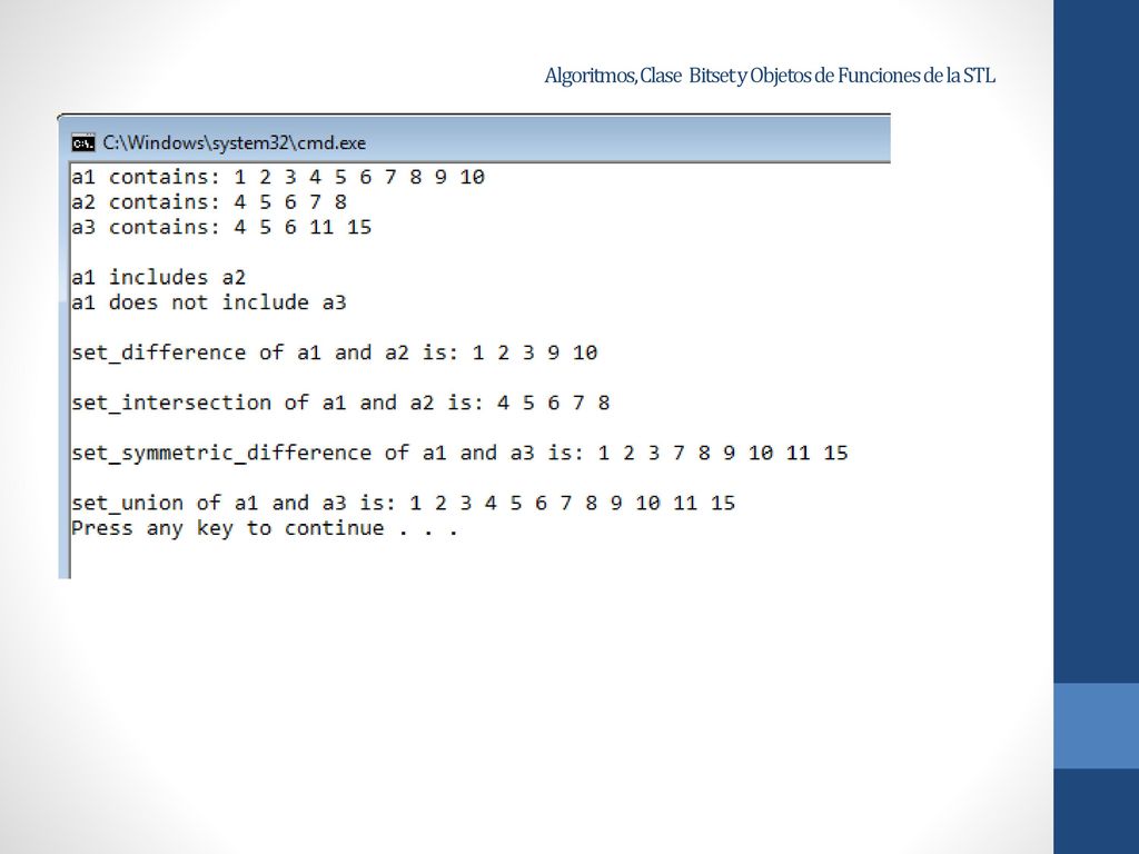 Algoritmos, Clase Bitset y Objetos de Funciones de la STL