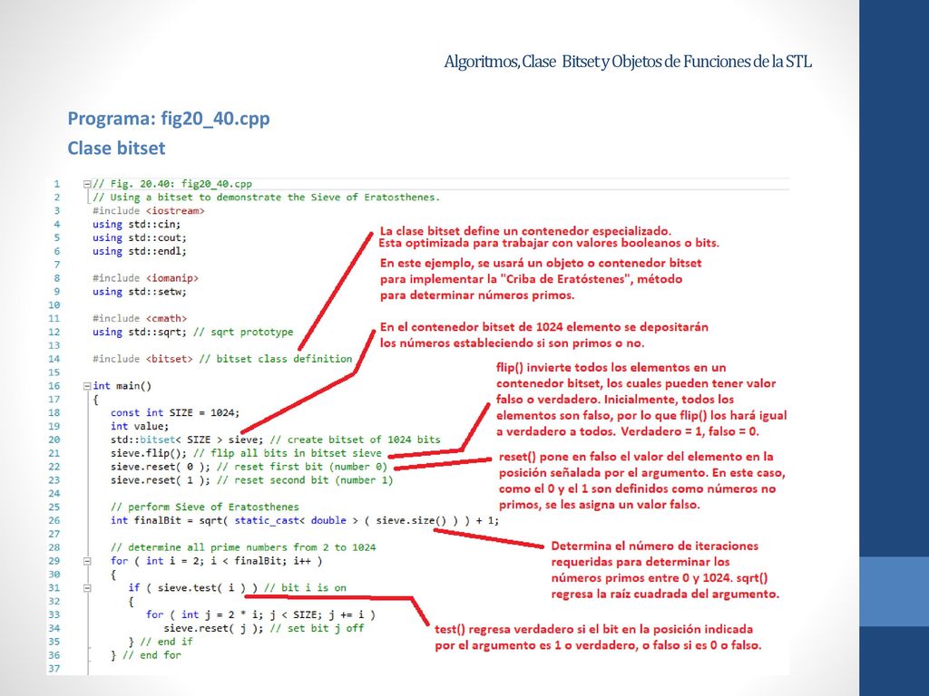 Algoritmos, Clase Bitset y Objetos de Funciones de la STL