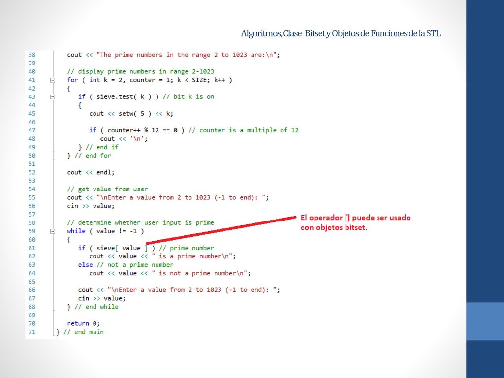 Algoritmos, Clase Bitset y Objetos de Funciones de la STL