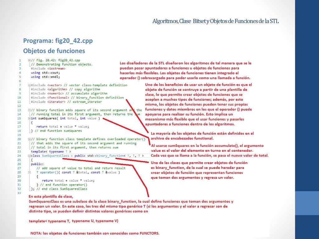 Algoritmos, Clase Bitset y Objetos de Funciones de la STL