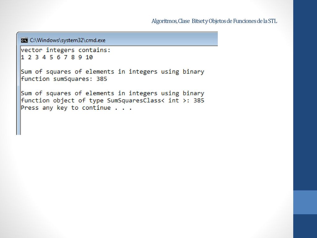 Algoritmos, Clase Bitset y Objetos de Funciones de la STL
