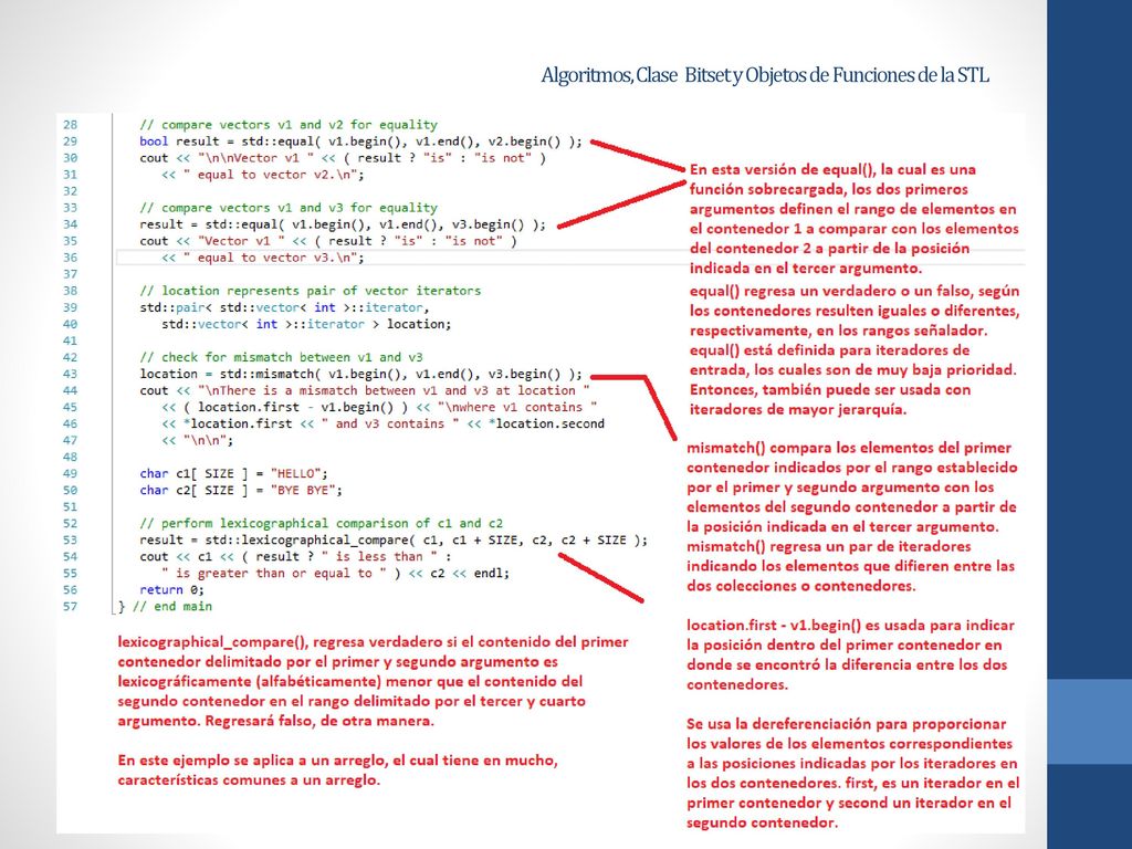 Algoritmos, Clase Bitset y Objetos de Funciones de la STL