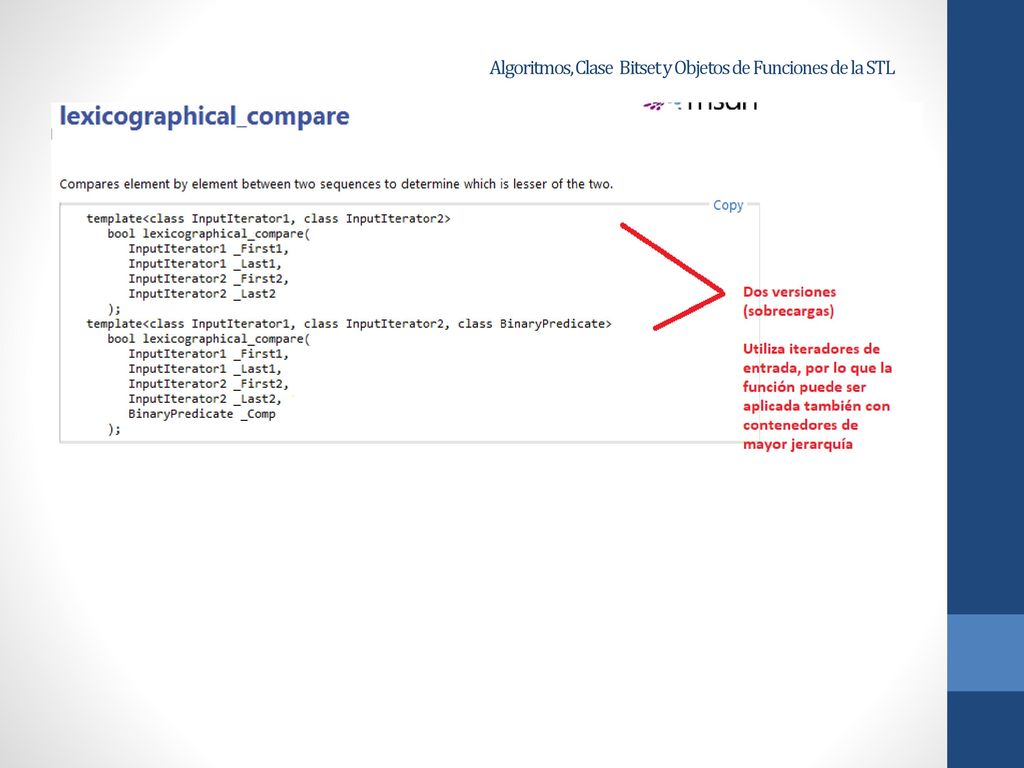 Algoritmos, Clase Bitset y Objetos de Funciones de la STL