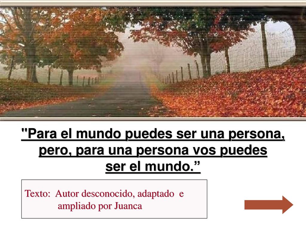 Para el mundo puedes ser una persona, pero, para una persona vos puedes