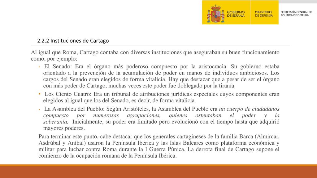 2.2.2 Instituciones de Cartago