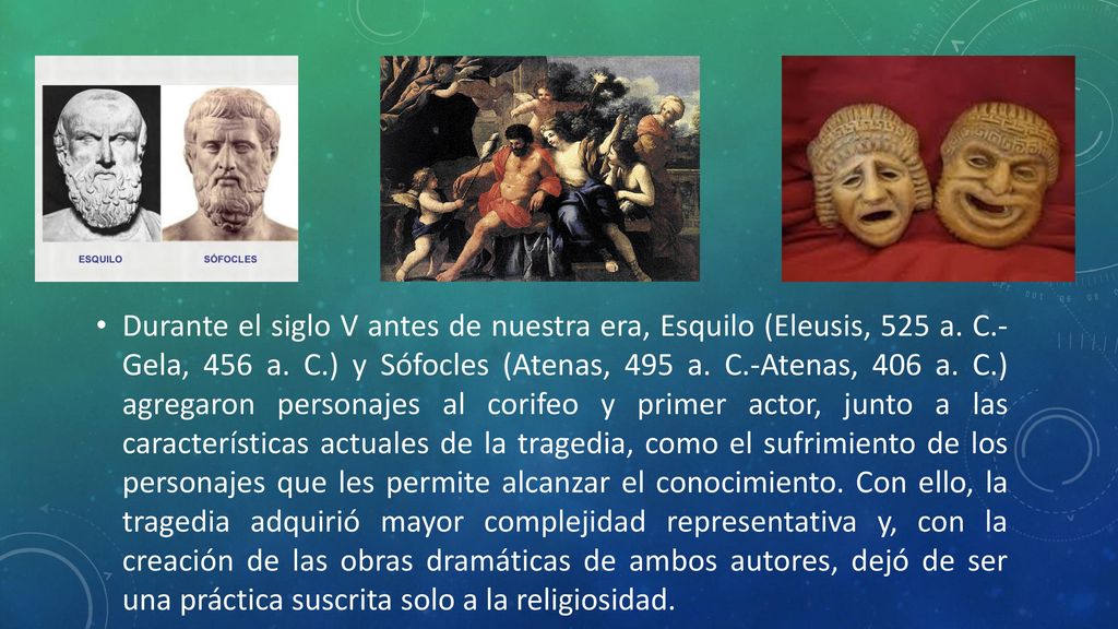 Durante el siglo V antes de nuestra era, Esquilo (Eleusis, 525 a. C
