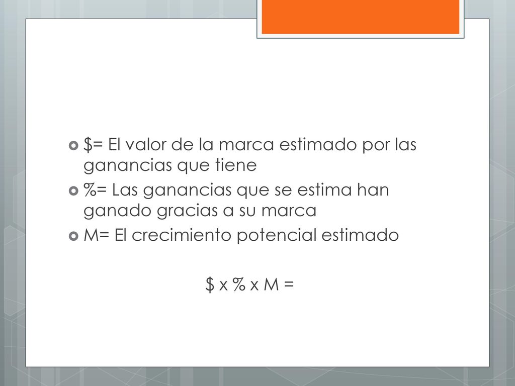$= El valor de la marca estimado por las ganancias que tiene