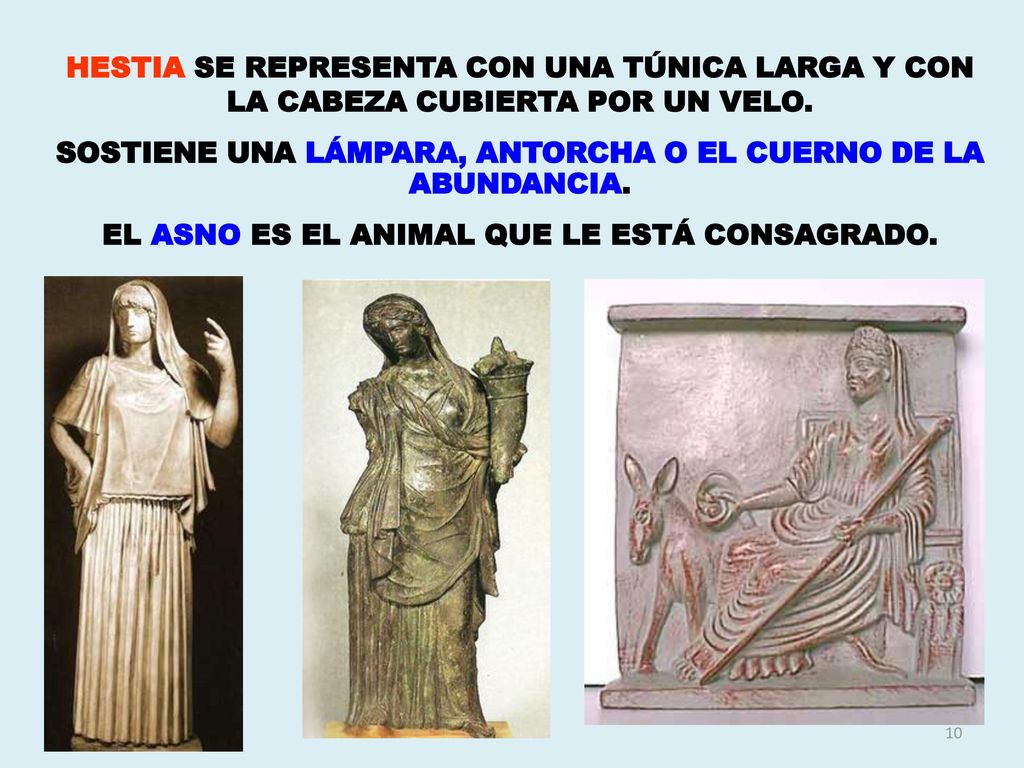 SOSTIENE UNA LÁMPARA, ANTORCHA O EL CUERNO DE LA ABUNDANCIA.