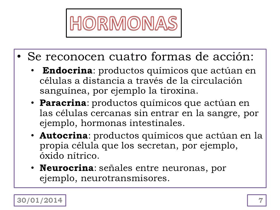 HORMONAS Se reconocen cuatro formas de acción: