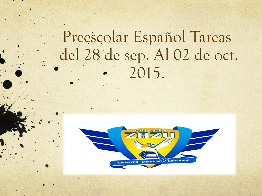 Preescolar Español Tareas del 28 de sep. Al 02 de oct
