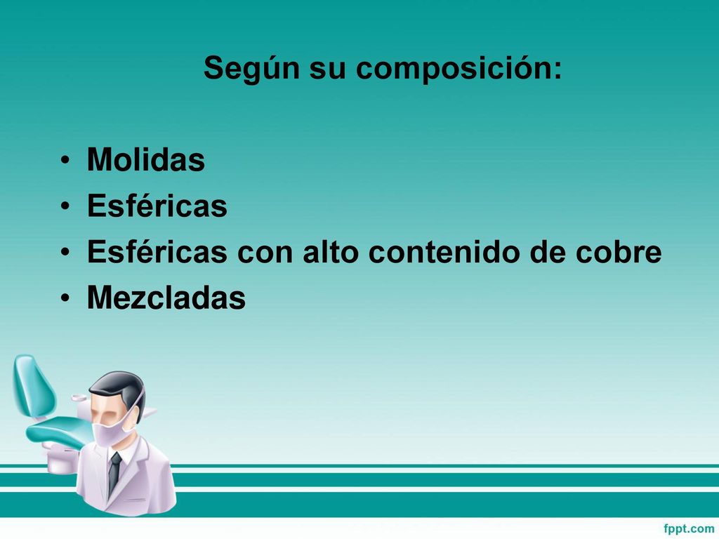 Según su composición: Molidas Esféricas Esféricas con alto contenido de cobre Mezcladas