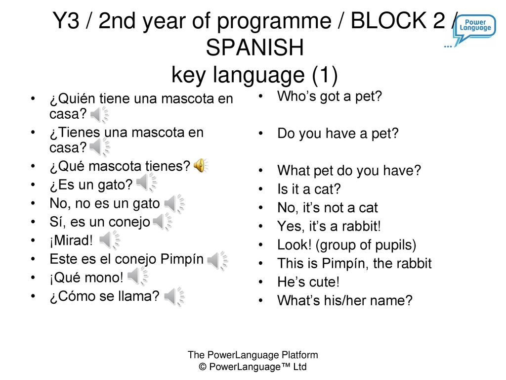 Y3 / 2nd year of programme / BLOCK 2 / SPANISH key language (1)