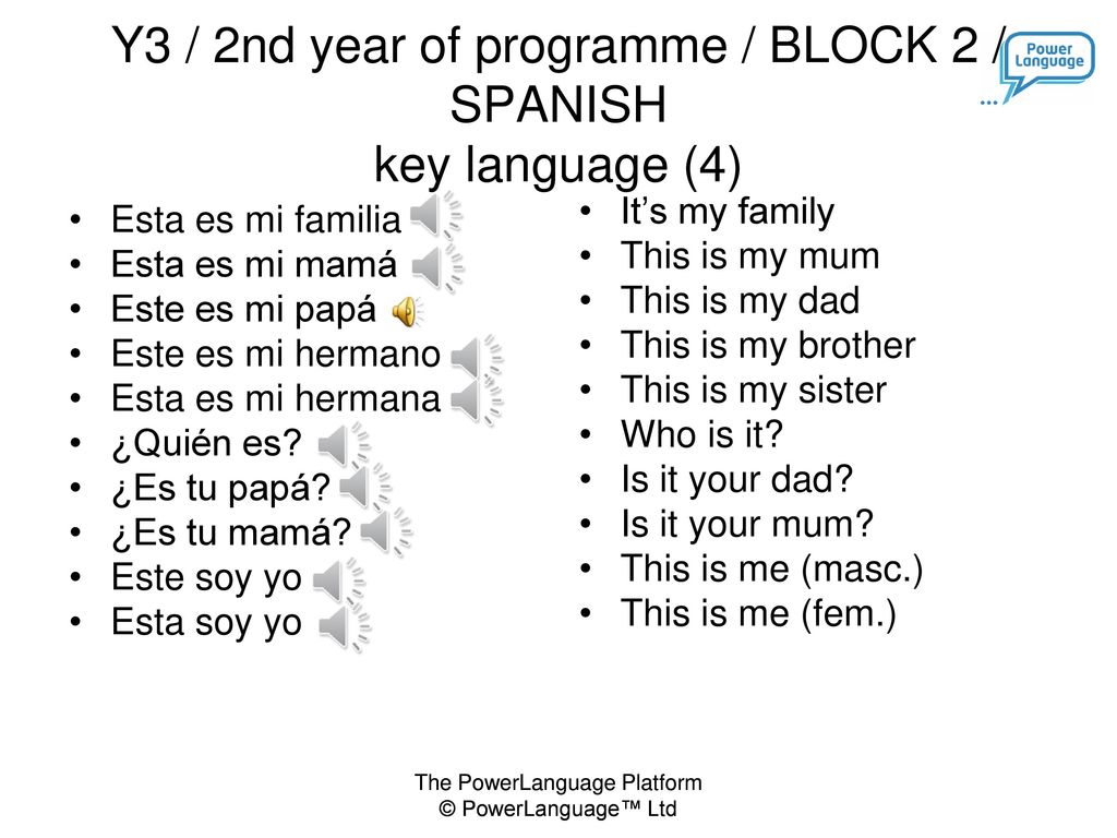 Y3 / 2nd year of programme / BLOCK 2 / SPANISH key language (4)