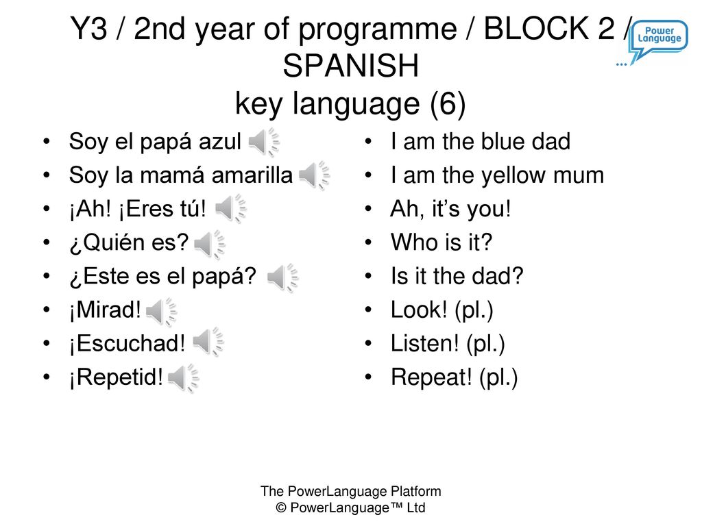 Y3 / 2nd year of programme / BLOCK 2 / SPANISH key language (6)