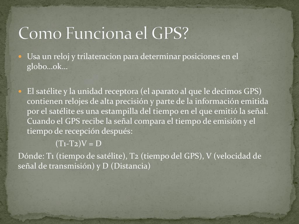 Como Funciona el GPS Usa un reloj y trilateracion para determinar posiciones en el globo…ok…