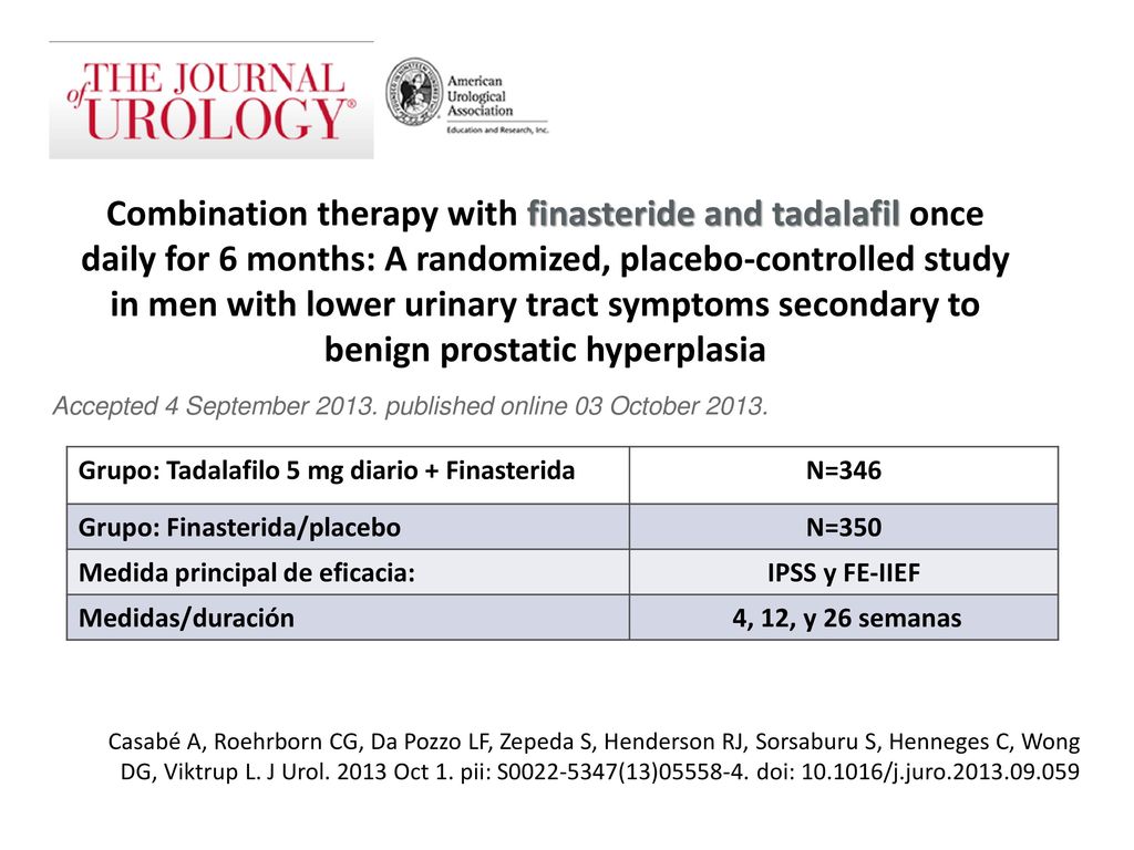 Combination therapy with finasteride and tadalafil once daily for 6 months: A randomized, placebo-controlled study in men with lower urinary tract symptoms secondary to benign prostatic hyperplasia