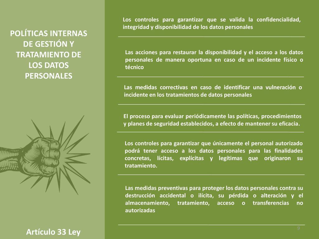 POLÍTICAS INTERNAS DE GESTIÓN Y TRATAMIENTO DE LOS DATOS PERSONALES