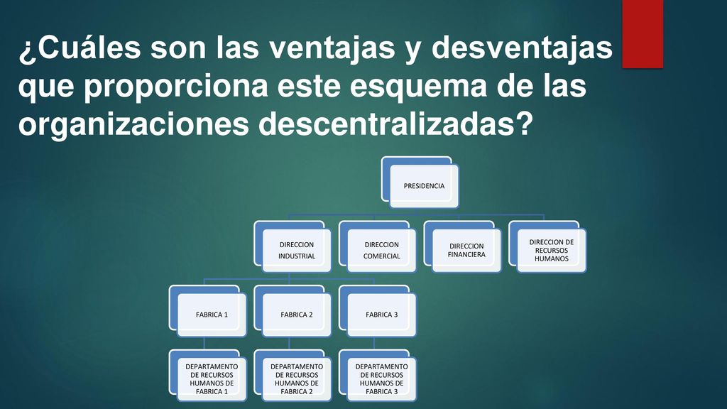 ¿Cuáles son las ventajas y desventajas que proporciona este esquema de las organizaciones descentralizadas