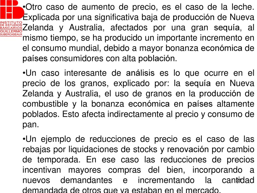 Otro caso de aumento de precio, es el caso de la leche