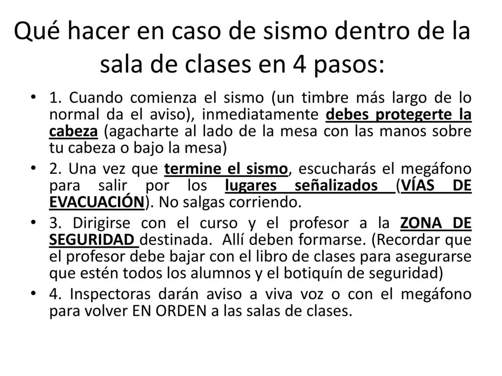 Qué hacer en caso de sismo dentro de la sala de clases en 4 pasos: