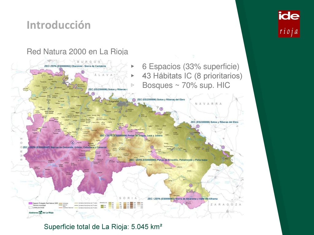Introducción Red Natura 2000 en La Rioja 6 Espacios (33% superficie)