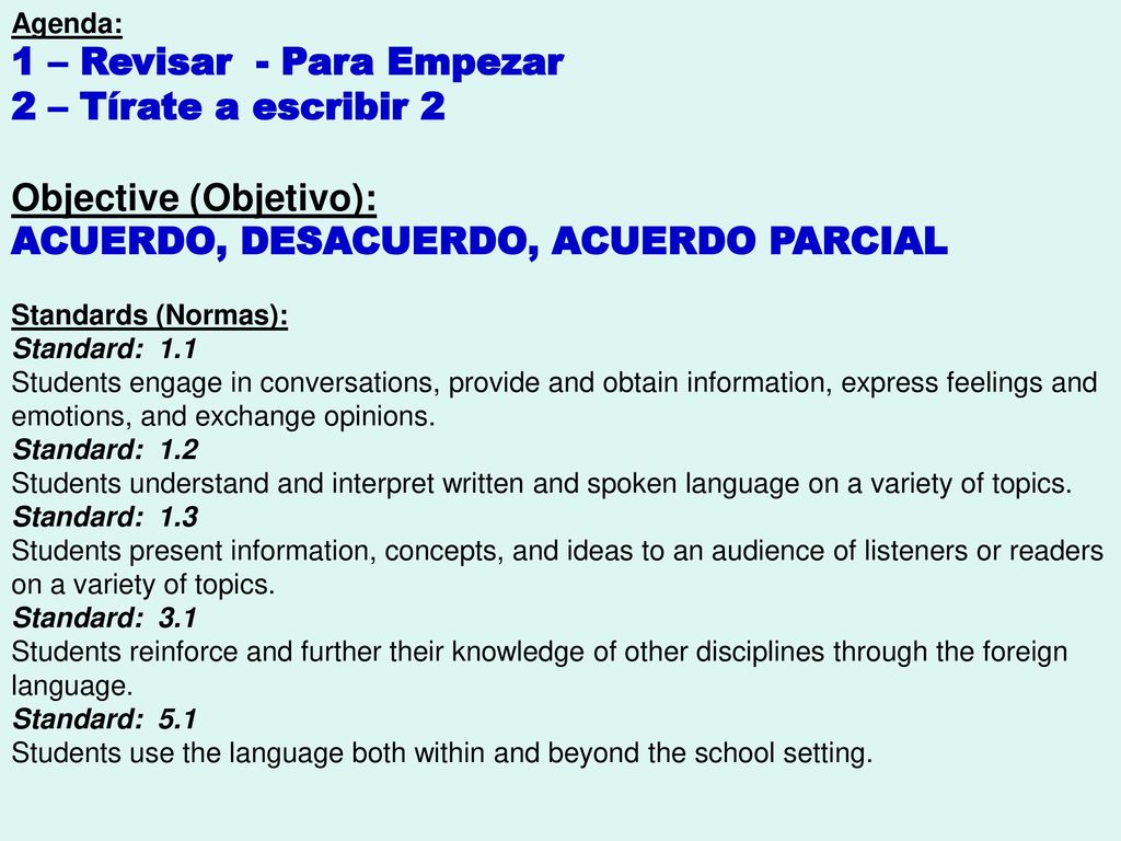 1 – Revisar - Para Empezar 2 – Tírate a escribir 2