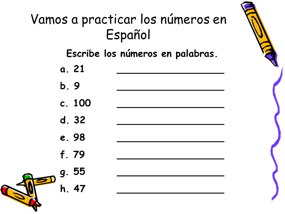 Vamos a practicar los números en Español
