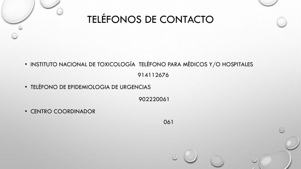 Teléfonos de contacto Instituto nacional de toxicología teléfono para médicos y/o hospitales