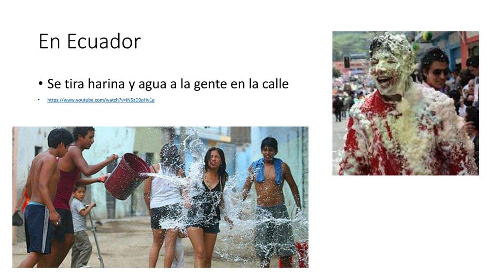 En Ecuador Se tira harina y agua a la gente en la calle