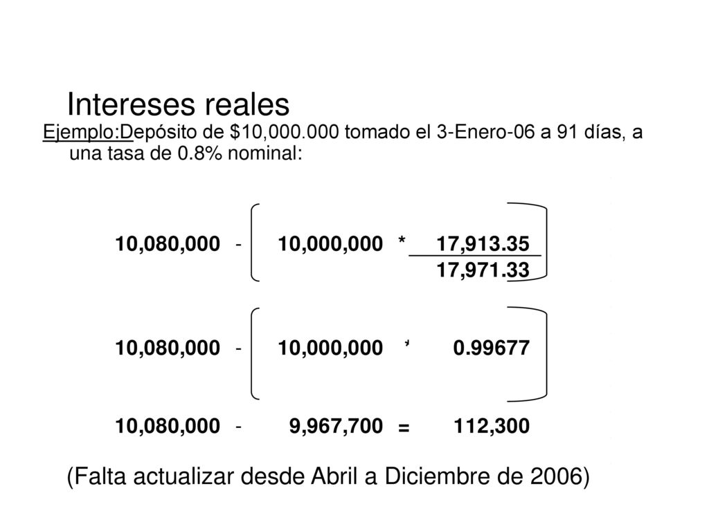 Intereses reales (Falta actualizar desde Abril a Diciembre de 2006)