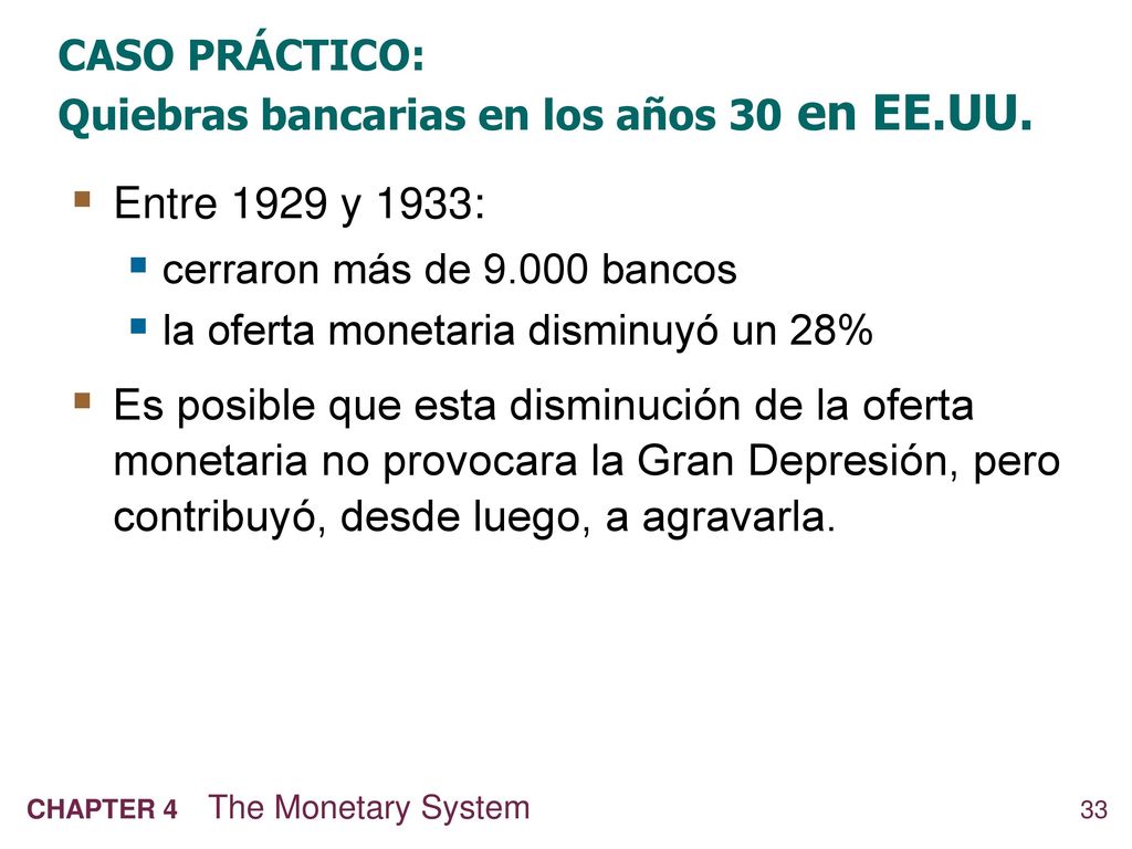 CASO PRÁCTICO: Quiebras bancarias en los años 30 en EE.UU.