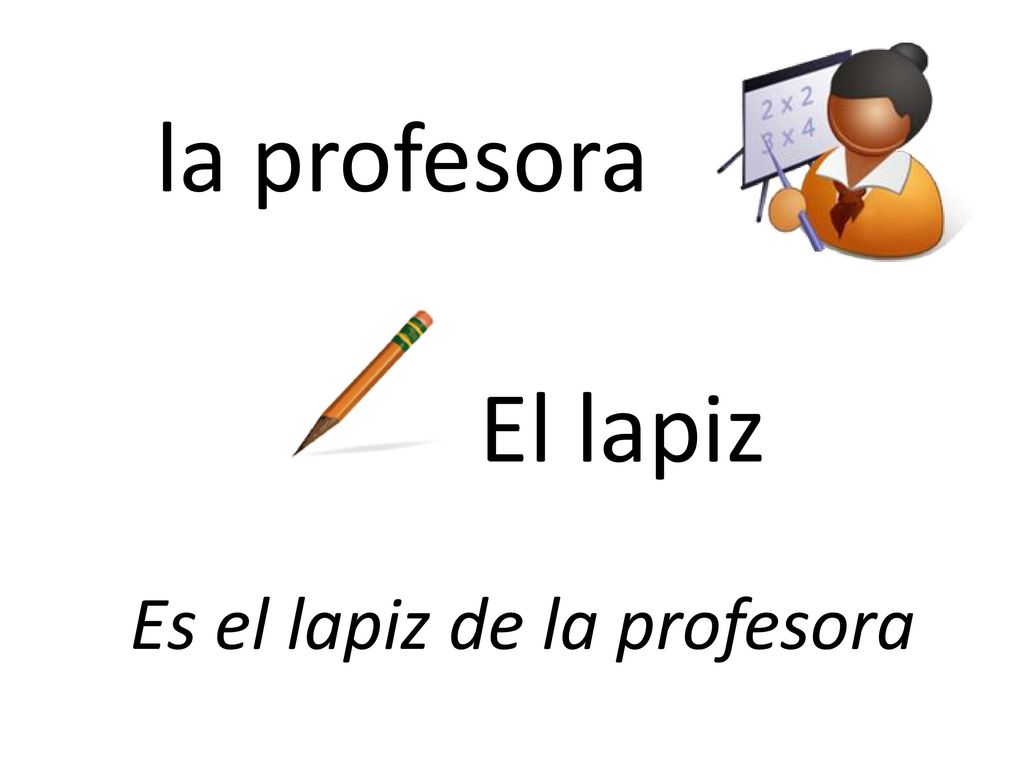 la profesora El lapiz Es el lapiz de la profesora
