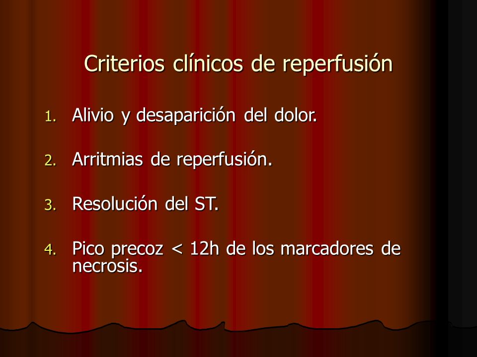 Criterios clínicos de reperfusión