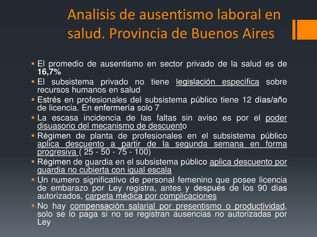 Analisis de ausentismo laboral en salud. Provincia de Buenos Aires